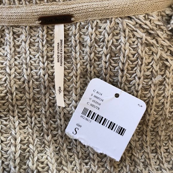 NWT Free People natural ivory chunky knit cropped fisherman sweater - Picture 7 of 7